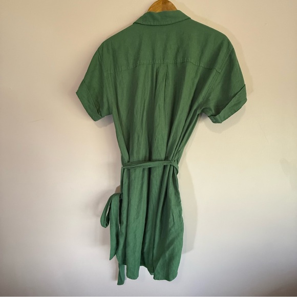 J. Crew Factory Green Linen Mini Shirt Dress Size Medium NWOT - Picture 6 of 11